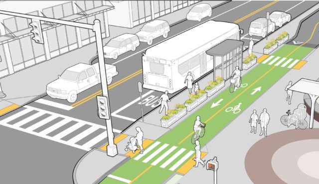 Graphic showing design for a floating bus stop